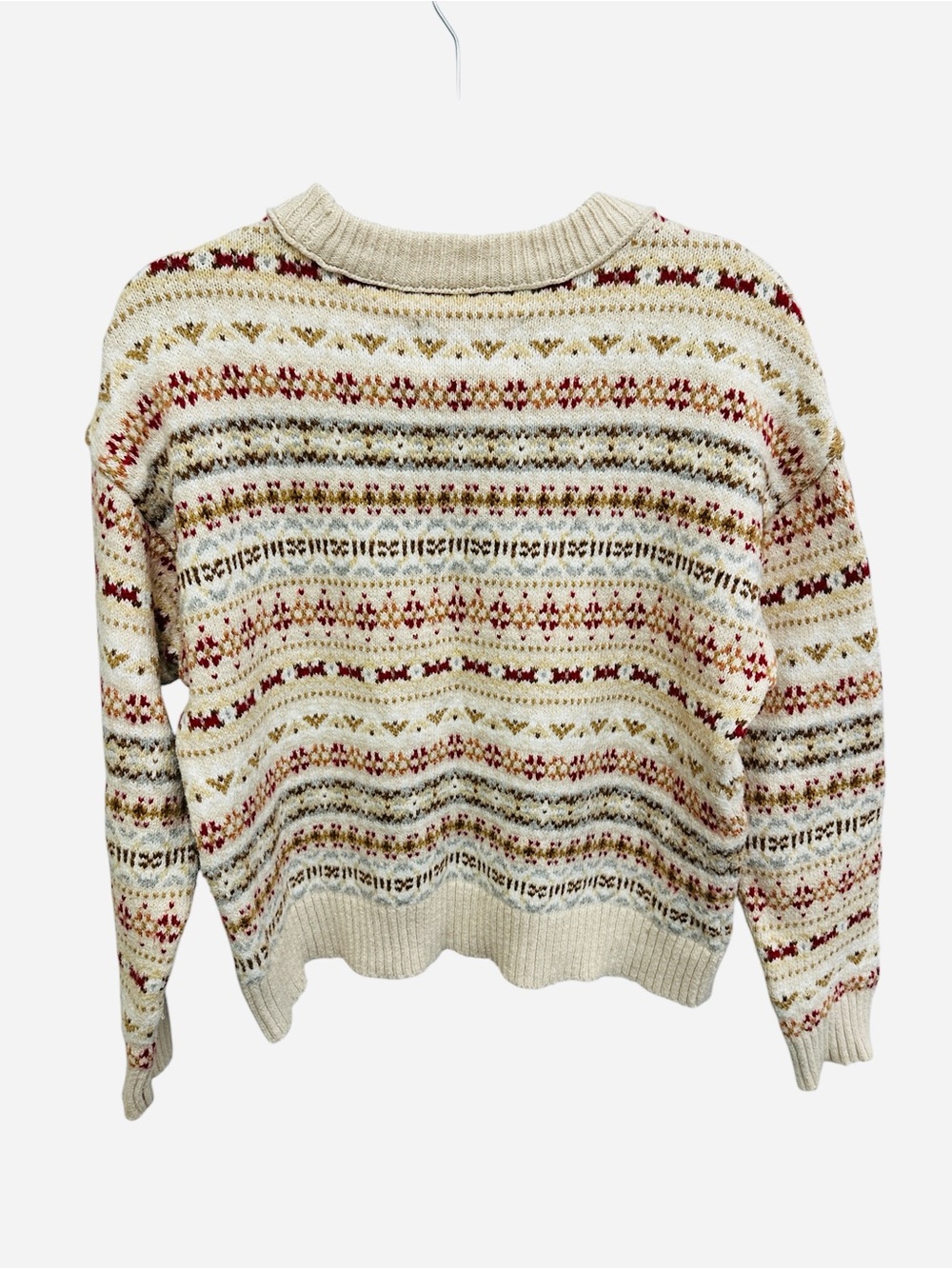 American Eagle Fair Isle Snowdrift Crewneck Cardigan Sweater Size S - Picture 7 of 11